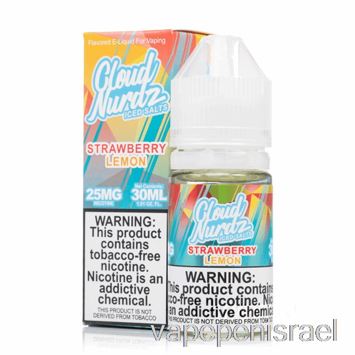 חד פעמי Vape Israel אייס תות לימון - מלחי ענן Nurdz - 30 מ"ל 50 מ"ג